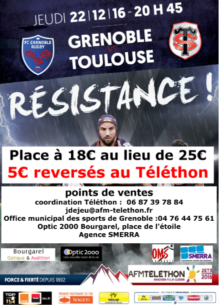 FCG/TOULOUSE 22 D2CEMBRE PARTICIPATION AU TELETHON